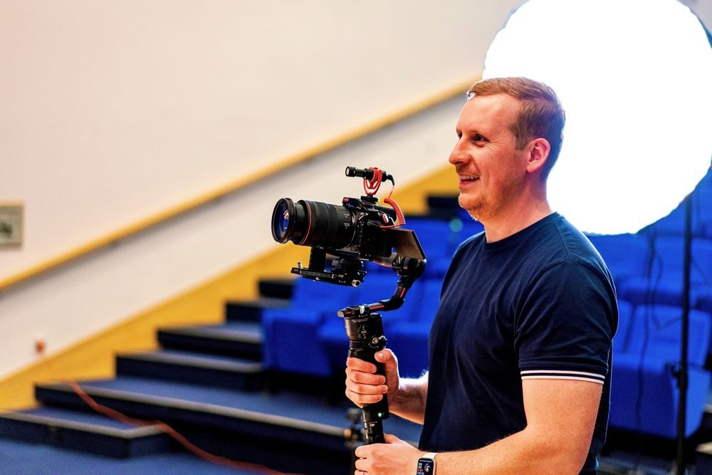 Sam Martin filming with a gimbal