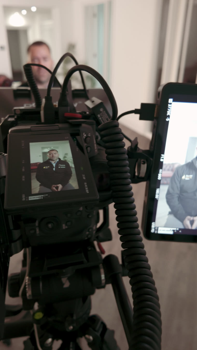 Behind the scenes — camera setup on the Assured Heating shoot