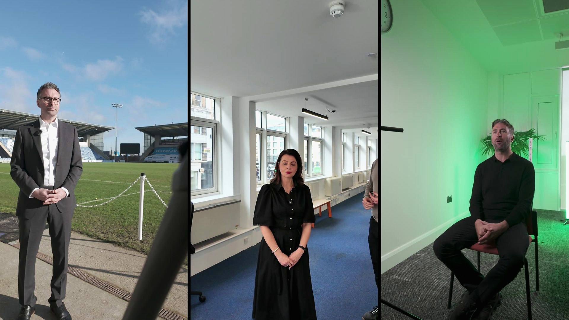 Three client shoots, from a football stadium to an office