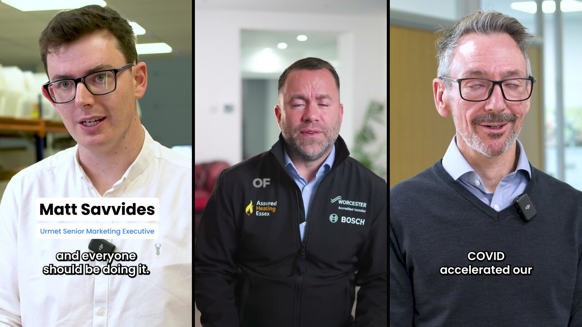 Frames from vertical interview videos made for clients