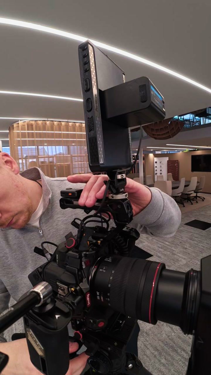 A cinema camera rig on a Fluid shoot