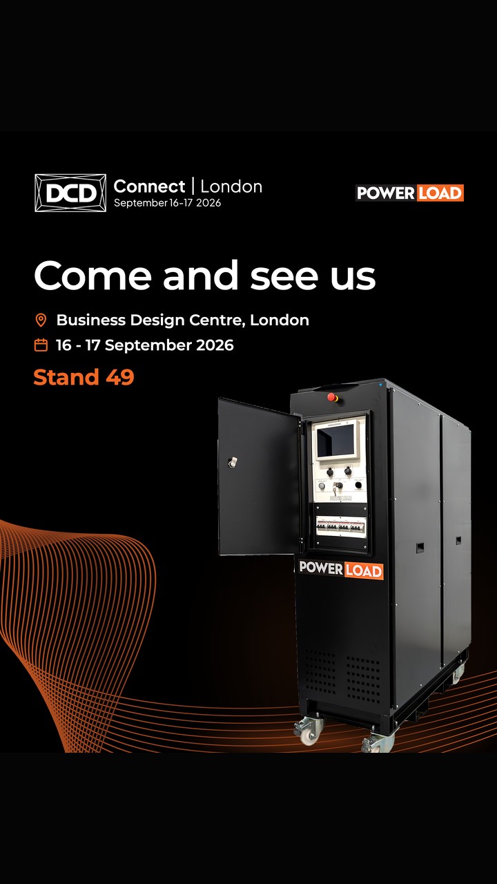 A PowerLoad event graphic for DCD Connect London with the product and stand 49