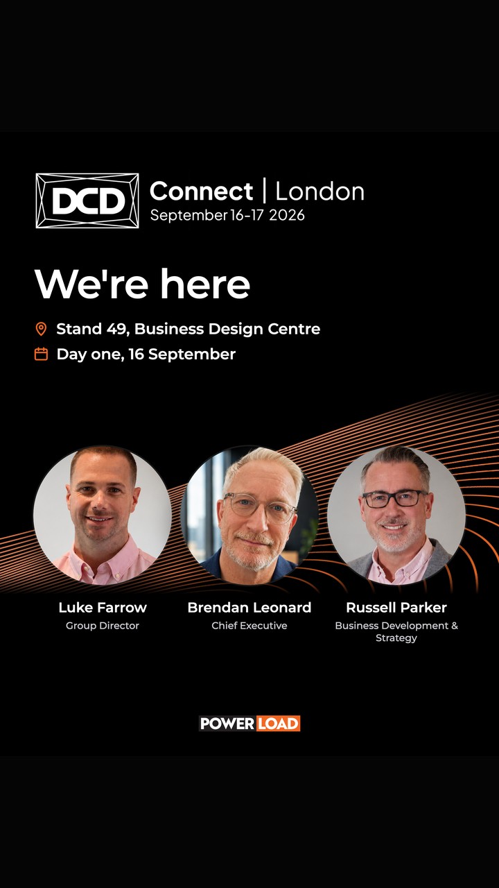 A PowerLoad event graphic introducing the team at stand 49