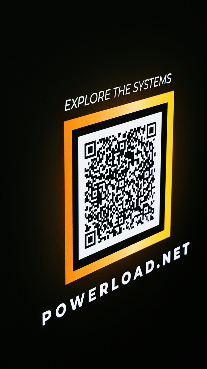 The glowing QR code on the PowerLoad stand graphics