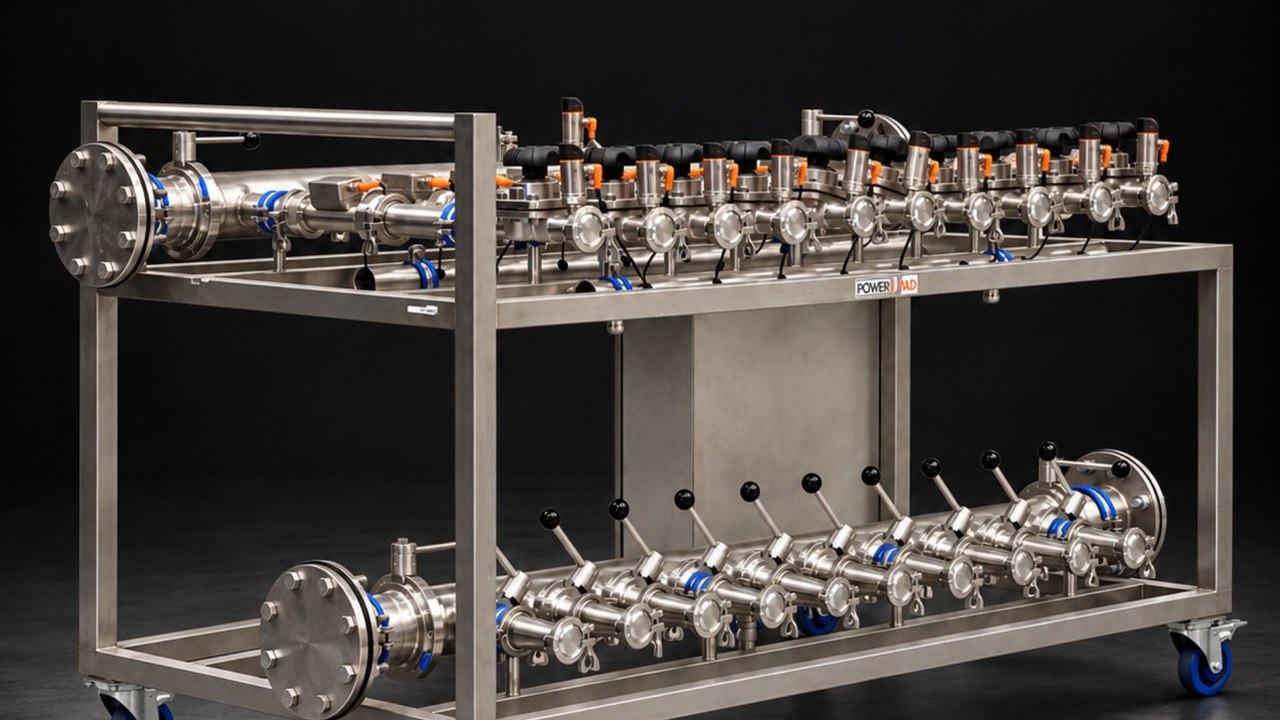The PowerLoad commissioning manifold trolley in the studio