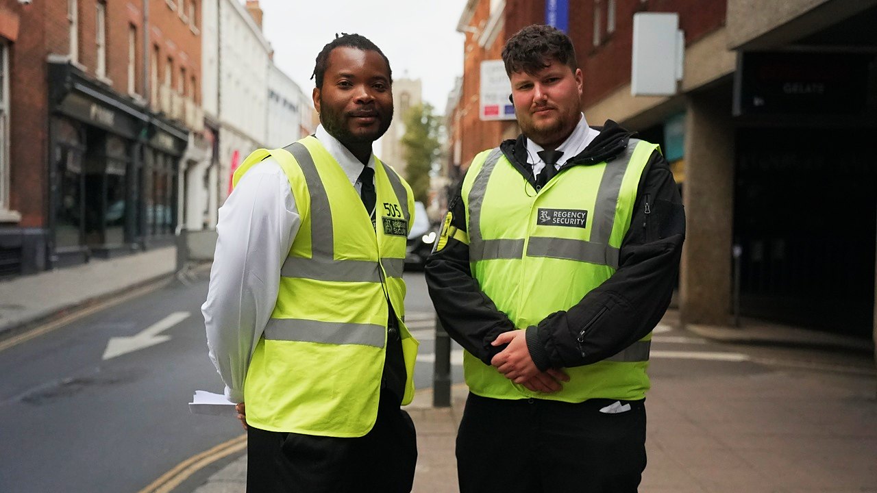 Two Regency Security officers on duty in Norwich streets