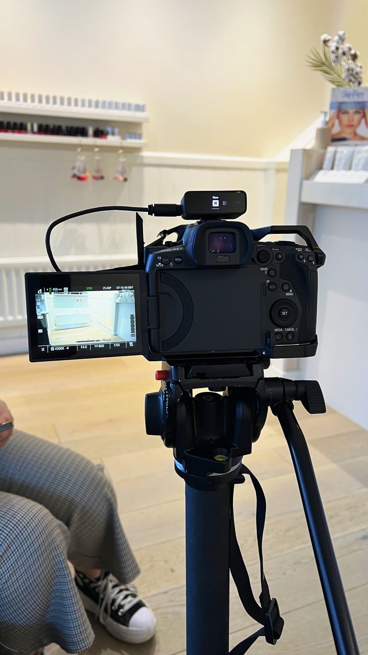 A camera set up in the Sasha Core clinic on a content day