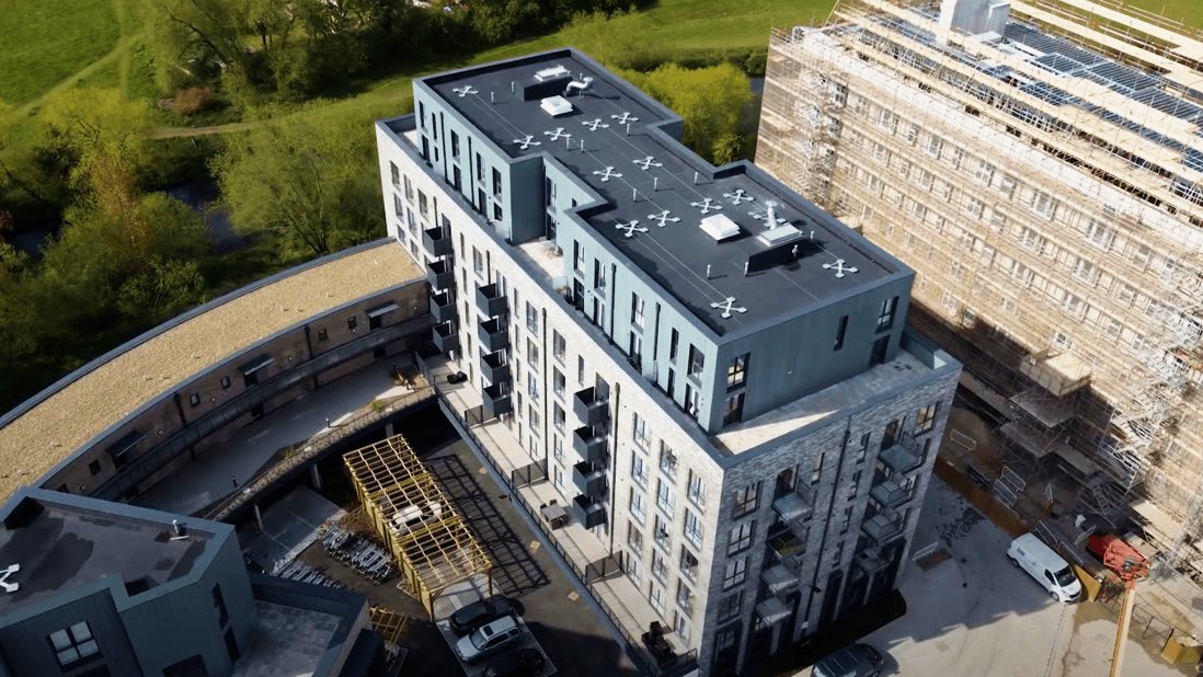 A drone view of the Chelmer Waterside development in Chelmsford during the shoot