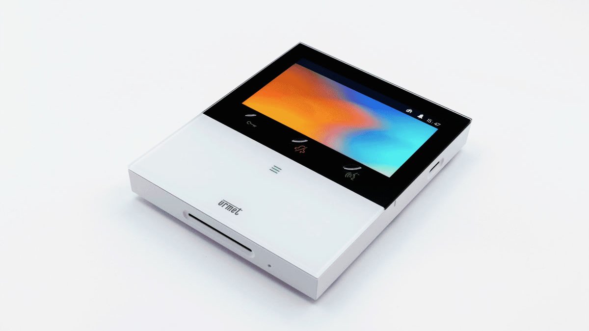 A close up of an Urmet video door entry monitor