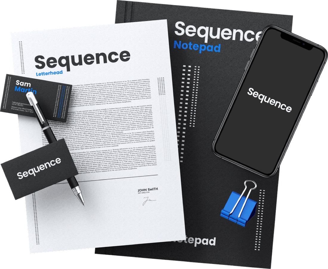 The Sequence brand identity, stationery and business card design