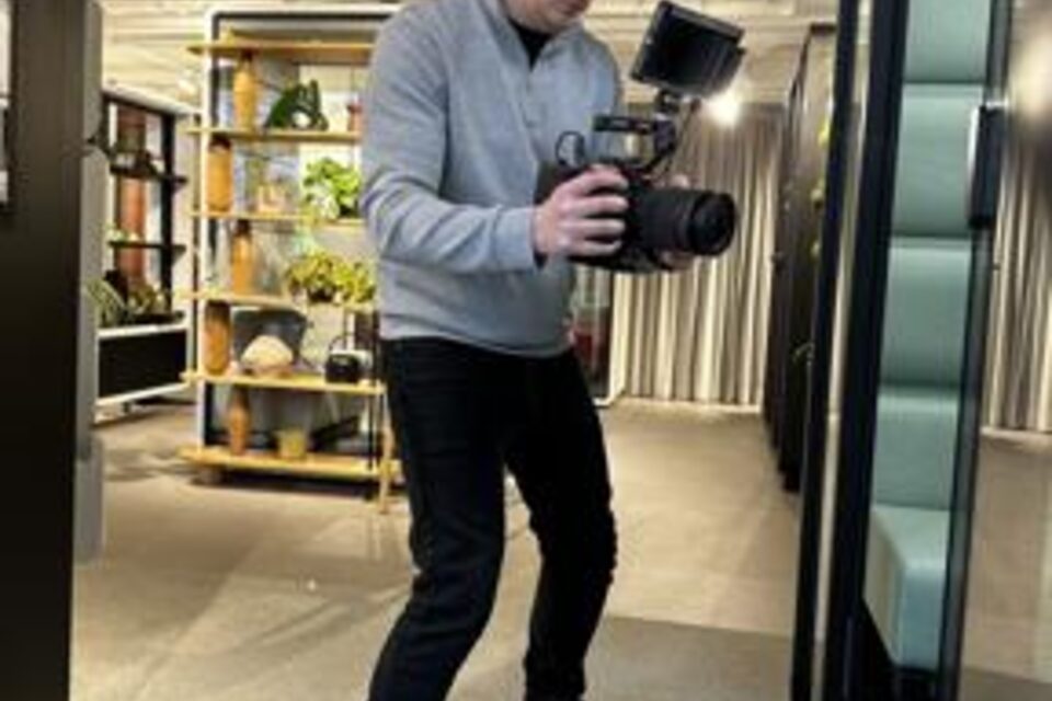 Sam filming on location