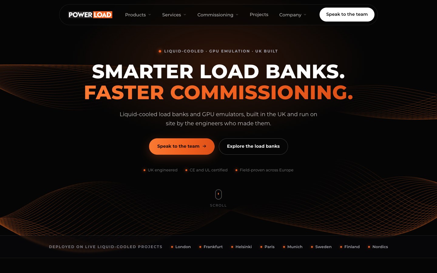 The new PowerLoad website homepage on desktop, built by The Sequence