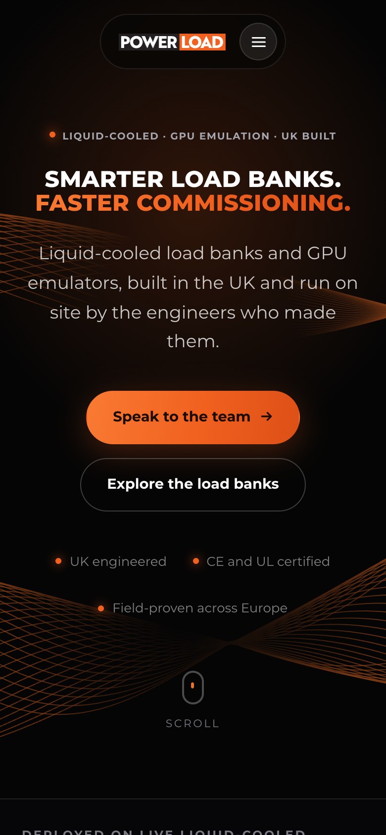 The new PowerLoad website on a phone