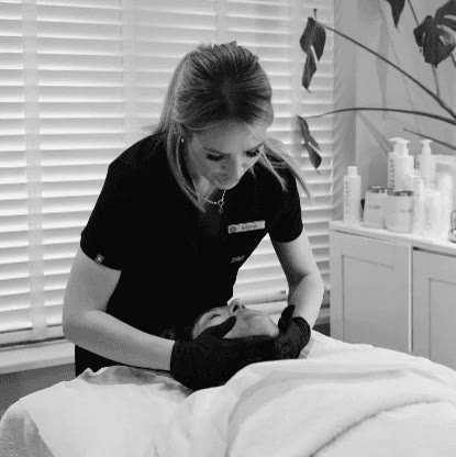 A facial skin treatment being carried out on a client in the Sasha Core clinic