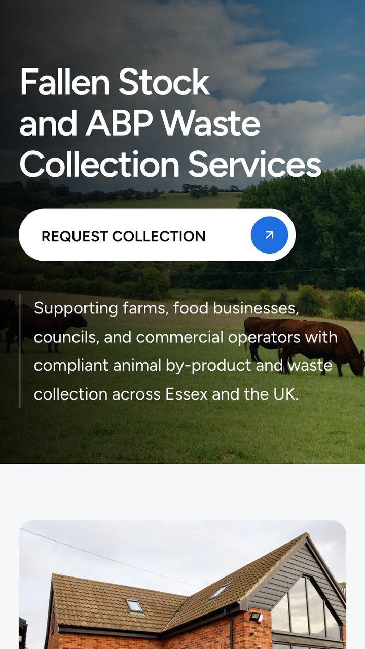 The WMS Farm Services homepage on a phone