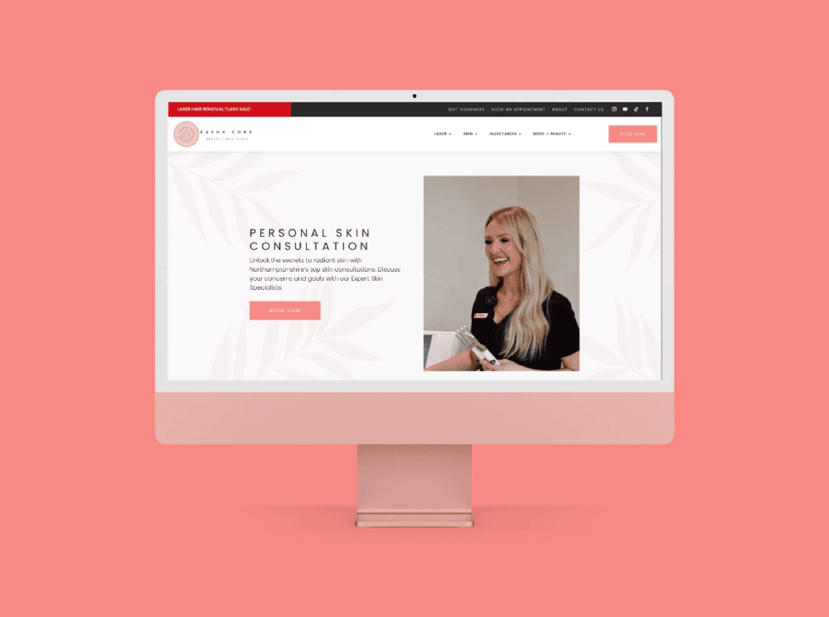 A skin clinic website designed by The Sequence