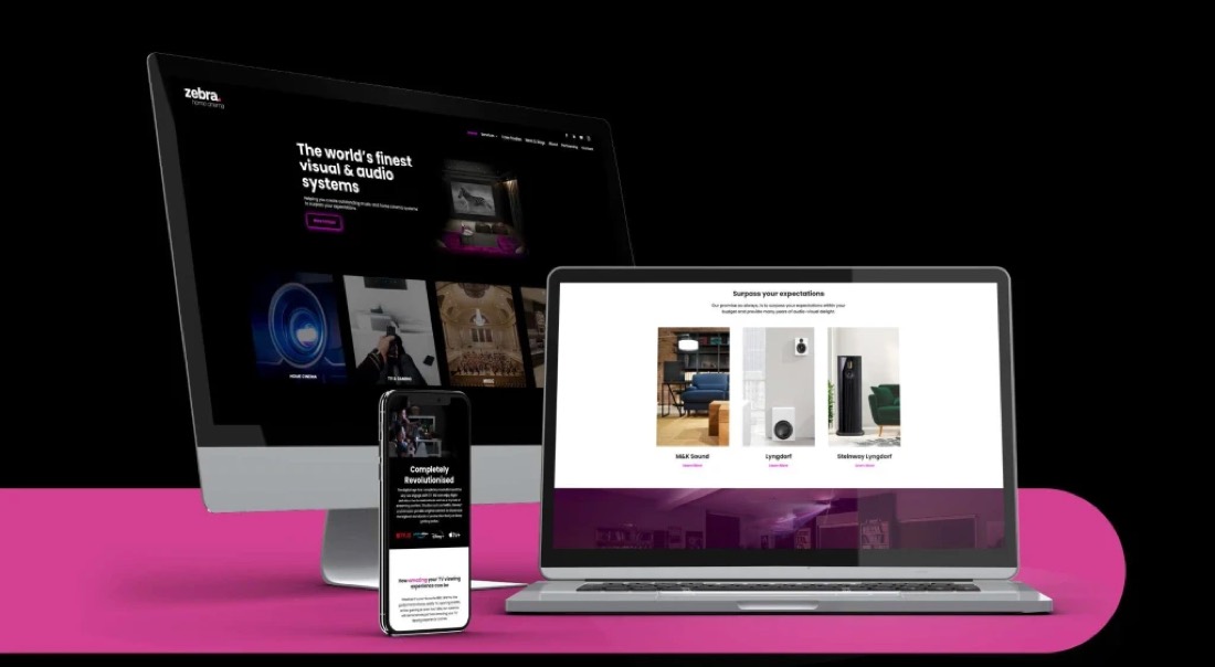 A responsive website shown across desktop, laptop and mobile