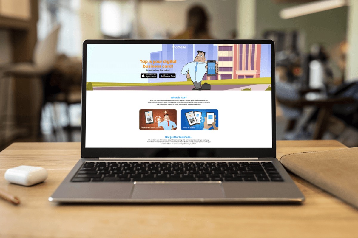 The TAP digital business card website designed by The Sequence