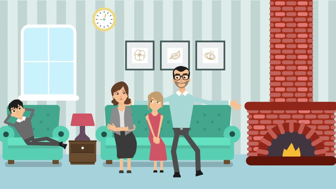 An animated family scene from the Make a Will Week video for Haven House Children’s Hospice