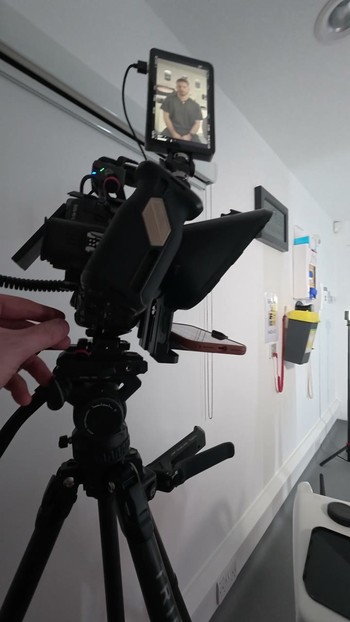 A script being read off a teleprompter on a Sequence shoot day